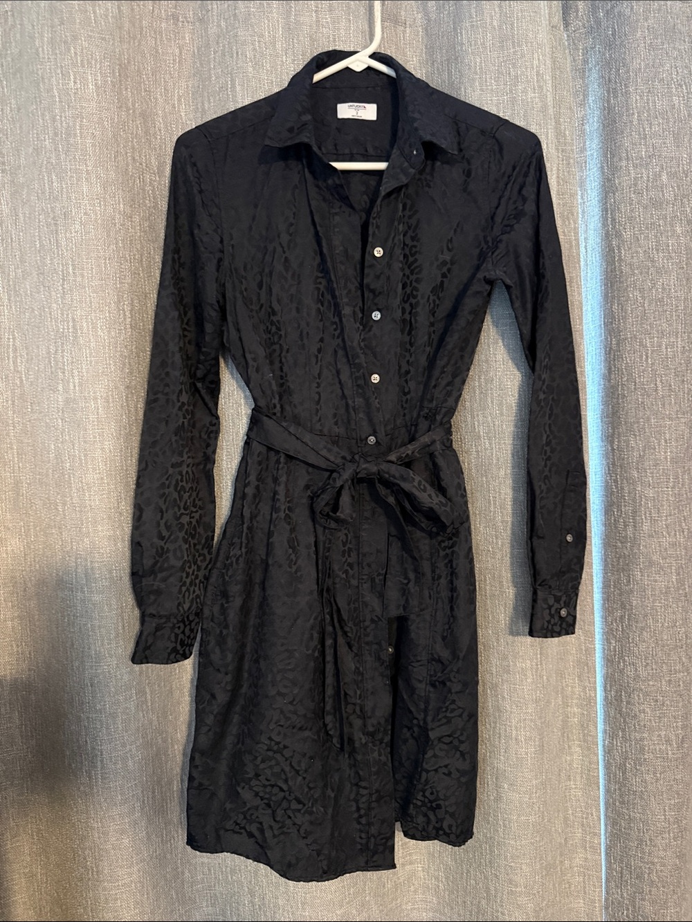 UNTUCKit Black Textured Long-Sleeve Shirt Dress with Tie Waist